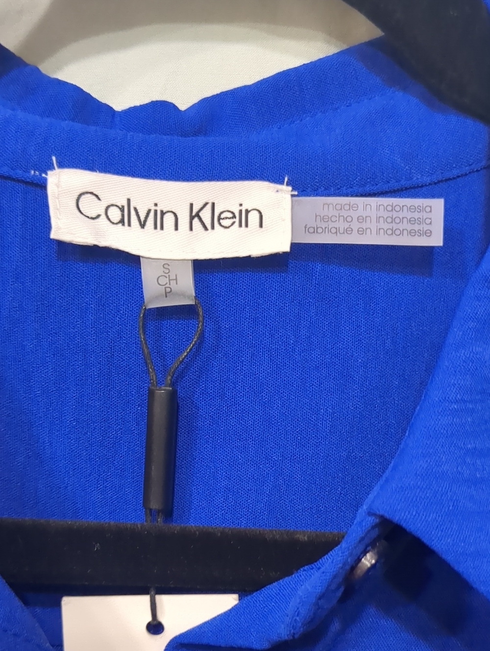 Calvin Klein Short Sleeve Button-Front Blouse — Cobalt Blue NWT - Picture 3 of 6